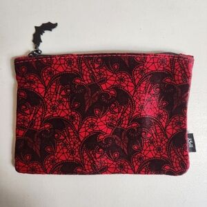 Ipsy Red Velvet Bat/Spiderweb Witchcore Make Up Bag-5x7".